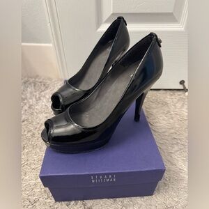 Stuart Weitzman Black Leather Platform Heels!